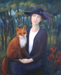 "Lady with fox" Oil  65x81cm